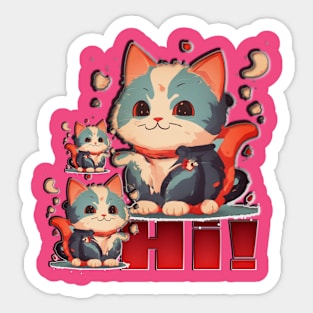 Cat Puppy Hi Sticker